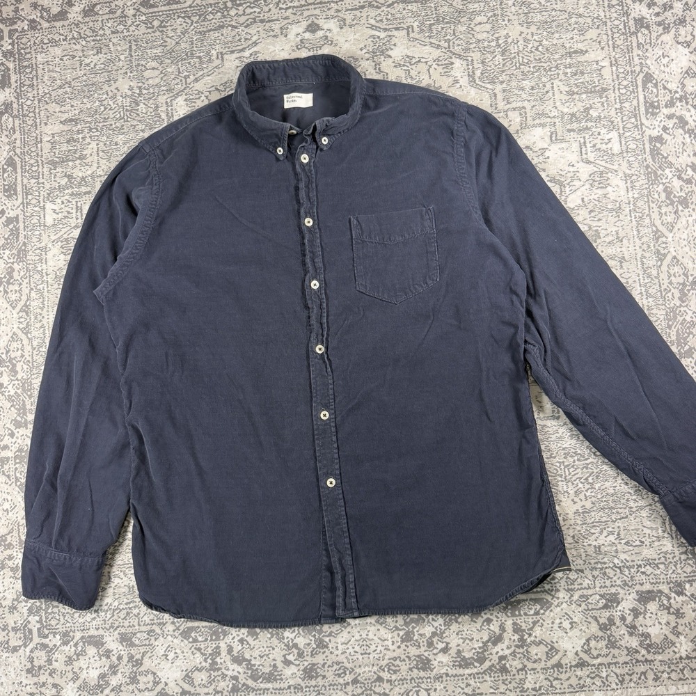 Universal Works Navy Blue Button Up Over Shirt XXL Long Sleeve Corduroy